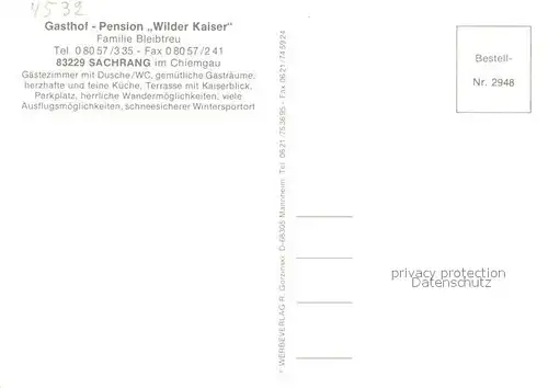 AK / Ansichtskarte Sachrang_Chiemgau Gasthof Pension Wilder Kaiser Sachrang Chiemgau