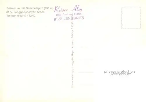 AK / Ansichtskarte Lenggries Reiseralm mit Demmelspitz Lenggries