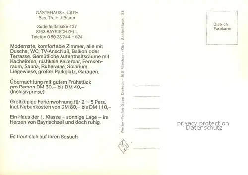 AK / Ansichtskarte Bayrischzell Gaestehaus Justi Bayrischzell