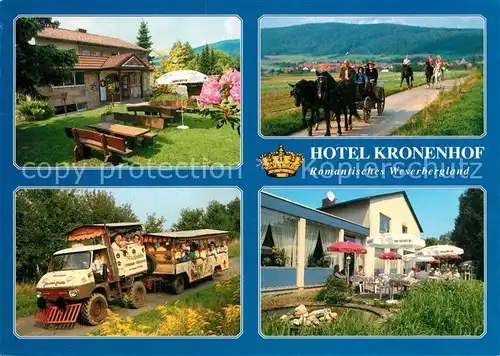 AK / Ansichtskarte Oberweser_Hessen Hotel Kronenhof Garten Unimogbahn Pferdekutsche Oberweser Hessen