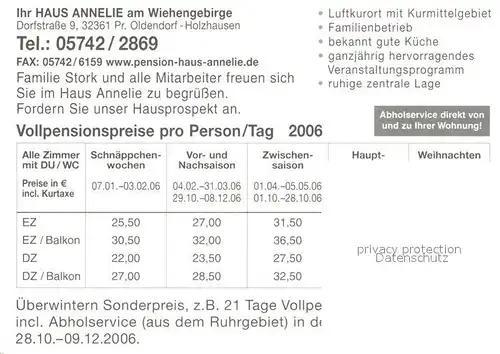 AK / Ansichtskarte Preussisch_Oldendorf Haus Annelie Gaststube Zimmer Gartenterrasse Preussisch Oldendorf