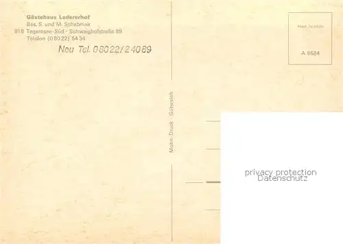 AK / Ansichtskarte Tegernsee Gaestehaus Ledererhof Gaststube Tegernsee