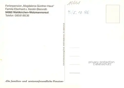 AK / Ansichtskarte Wotzmannsreut Pension Magdalena Guenther Haus Wotzmannsreut