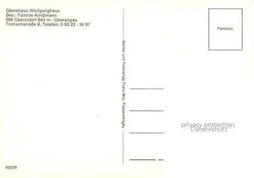 AK / Ansichtskarte Oberstdorf Gaestehaus Wolfganghaus Panorama Oberstdorf