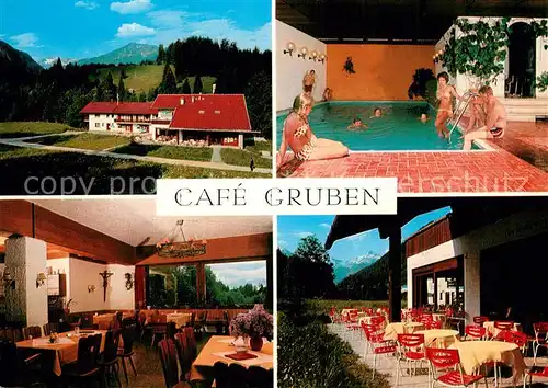 AK / Ansichtskarte Oberstdorf Cafe Gruben Hallenbad Gaststube Terrasse Oberstdorf