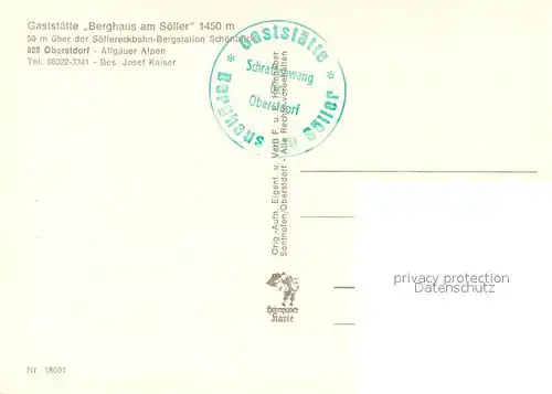 AK / Ansichtskarte Oberstdorf Gaststube Soellereckbahn Fischerstueble Oberstdorf