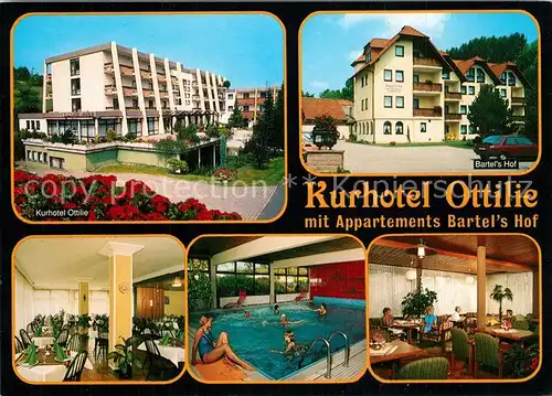 AK / Ansichtskarte Bad_Soden Salmuenster Kurhotel Ottilie Bartels Hof Gastraeume Hallenbad Bad_Soden Salmuenster