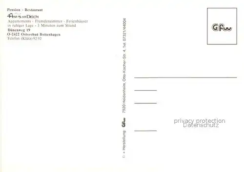 AK / Ansichtskarte Boltenhagen_Ostseebad Pension Restaurant Haus am Deich Appartements Boltenhagen_Ostseebad