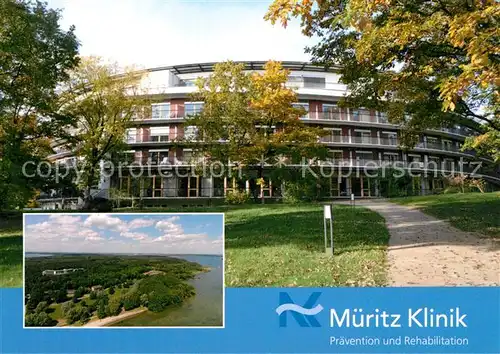 AK / Ansichtskarte Klink_Waren Mueritz Klinik Mecklenburgische Seenplatte Fliegeraufnahme Klink Waren