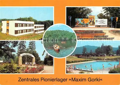AK / Ansichtskarte Wilhelmsthal_Eisenach Zentrales Pionierlager Maxim Gorki Bettenahsu See Freilichtbuehne Freibad Wilhelmsthal_Eisenach