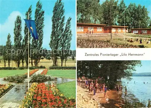 AK / Ansichtskarte Bad_Saarow Pieskow Zentrales Pionierlager Lilo Herrmann Appellplatz Scharmuetzelsee Bad_Saarow Pieskow