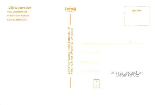 AK / Ansichtskarte Woltersdorf_Erkner Haus Gottesfriede Ansicht vom Kalksee Woltersdorf Erkner