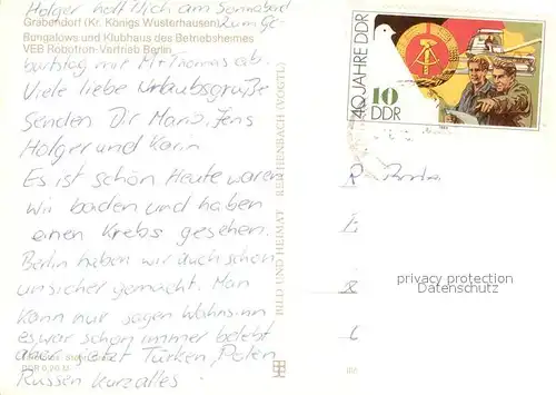 AK / Ansichtskarte Graebendorf_Koenigs_Wusterhausen Bungalows Klubhaus Betriebsheim VEB Robotron Vertrieb Berlin Graebendorf_Koenigs