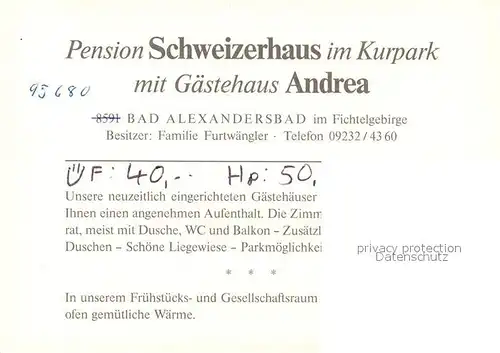 AK / Ansichtskarte Bad_Alexandersbad Cafe Pension Furtwaengler Bad_Alexandersbad