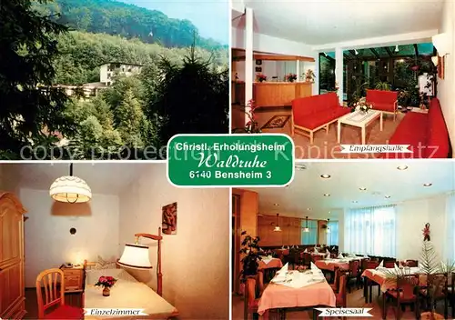 AK / Ansichtskarte Bensheim_Bergstrasse Christliches Erholungsheim Empfangshalle Speisesaal Einzelzimmer Bensheim_Bergstrasse