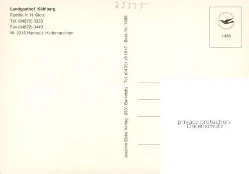 AK / Ansichtskarte Hademarschen Landgasthof Koehlbarg Restaurant Hademarschen