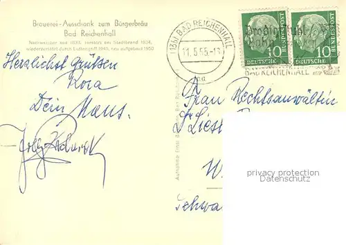 AK / Ansichtskarte Bad_Reichenhall Brauerei Ausschank zum Buergerbraeu Braeuhausschaenke Bad_Reichenhall