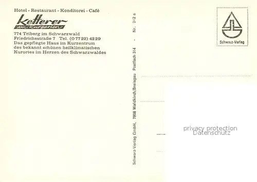 AK / Ansichtskarte Triberg_Schwarzwald Hotel Cafe Restaurant Ketterer am Kurgarten Triberg Schwarzwald