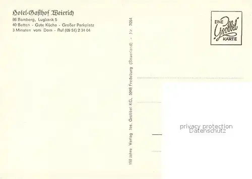 AK / Ansichtskarte Bamberg Hotel Gasthof Weierich Kirchtuerme Bamberg