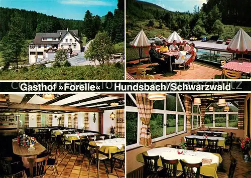 AK / Ansichtskarte Hundsbach_Forbach Gasthof Pension Forelle Terrasse im Schwarzwald Hundsbach Forbach
