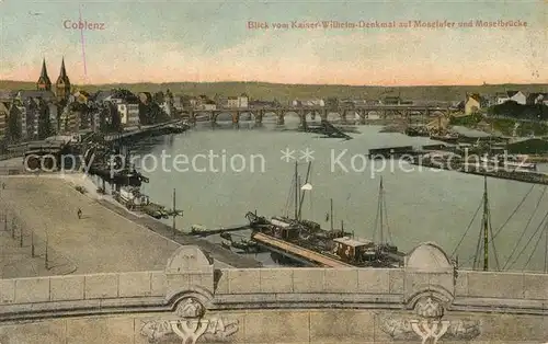 AK / Ansichtskarte Koblenz_Rhein Blick vom Kaiser Wilhelm Denkmal Moselufer Bruecke Koblenz_Rhein