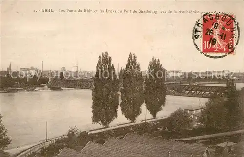 AK / Ansichtskarte Kehl_Rhein Les Ponts du Rhin et les Docks du Port de Strasbourg Kehl_Rhein