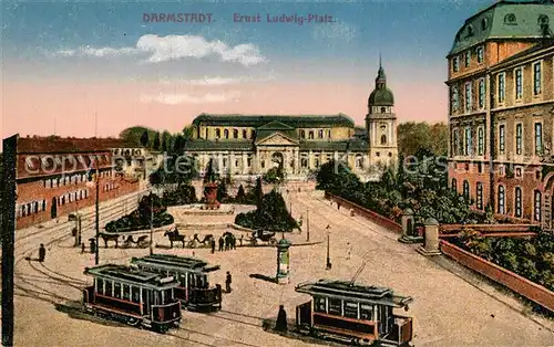 AK / Ansichtskarte Darmstadt Ernst Ludwig Platz Strassenbahnen Darmstadt