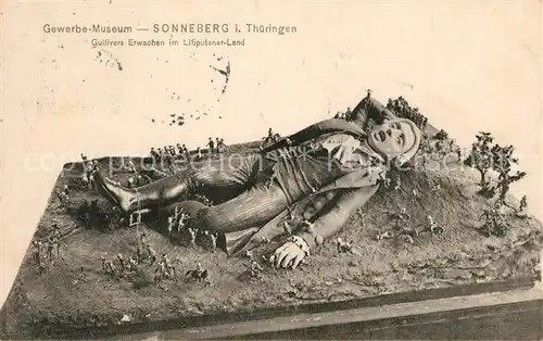 AK / Ansichtskarte Sonneberg_Thueringen Gewerbe Museum Gullivers Erwachen im Liliputaner Land Sonneberg Thueringen