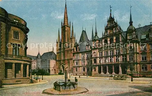 AK / Ansichtskarte Wiesbaden Schloss Rathaus Hauptkirche und Hoehere Toechterschule Wiesbaden