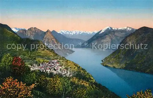 AK / Ansichtskarte Porlezza_Lago_di_Lugano Panorama mit Monte Bre Porlezza_Lago_di_Lugano