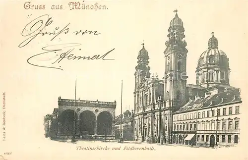 AK / Ansichtskarte Muenchen Theatinerkirche Feldherrnhalle Muenchen