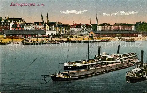AK / Ansichtskarte Ludwigshafen_Rhein Hafen Stadtpanorama Ludwigshafen Rhein