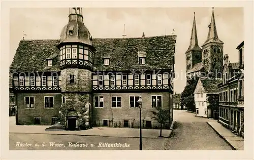 AK / Ansichtskarte Hoexter_Weser Rathaus Kilianikirche Hoexter Weser