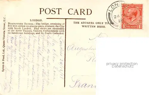 AK / Ansichtskarte London Blackfriars Bridge London