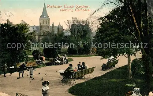 AK / Ansichtskarte Rochester_UK Rochester Castle Gardens showing Cathedral Rochester_UK