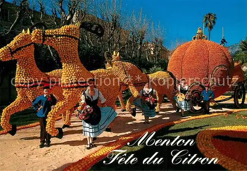 AK / Ansichtskarte Menton_Alpes_Maritimes Fete du Citron Groupe Folklorique La Mentonnaise Menton_Alpes_Maritimes