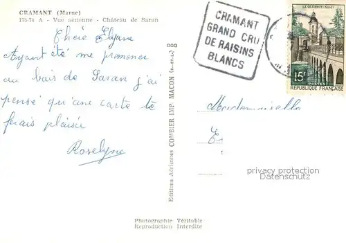 AK / Ansichtskarte Cramant Vue aerienne Chateau de Saran Cramant