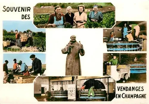 AK / Ansichtskarte Les_Vendanges Apres la Cueillette Les Debardeurs Le Remplissage des Maies et le Transport Les Pressoirs Dom Perignon Les_Vendanges