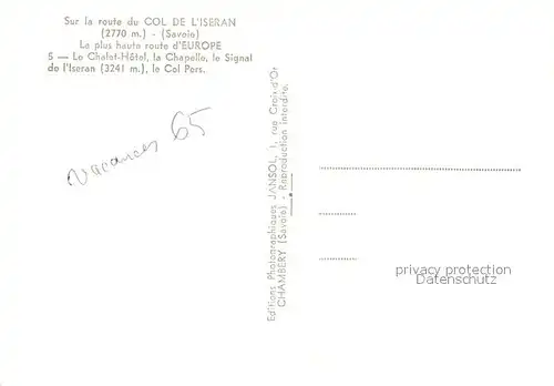 AK / Ansichtskarte Col_de_l_Iseran Le Chalet Hotel la Chapelle le Signal de lIseran le Col Pers Col_de_l_Iseran