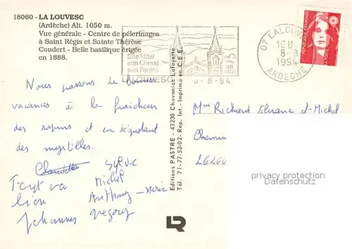 AK / Ansichtskarte La_Louvesc Vue generale Centre Saint Regis et Sainte Therese Coudert Belle basilique La_Louvesc