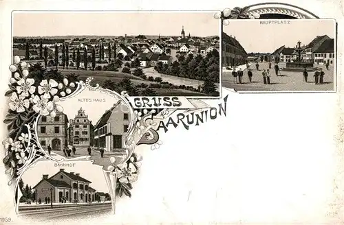 AK / Ansichtskarte Saarunion Banhof Hauptplatz Saarunion