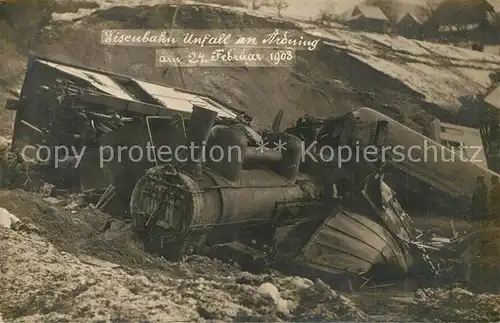 AK / Ansichtskarte Ardning Eisenbahn Unfall 24. 2. 1908 Ardning