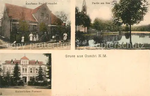 AK / Ansichtskarte Guscht_Goszczanowo Kaufhaus Paul Kleinadel Seepartie Postamt 