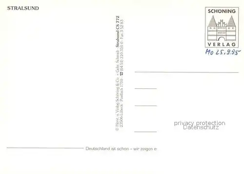 AK / Ansichtskarte Stralsund_Mecklenburg_Vorpommern Fliegeraufnahme Stralsund_Mecklenburg