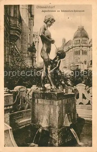 AK / Ansichtskarte Duesseldorf Jugendbrunnen Hohenzollern Gymnasium Duesseldorf