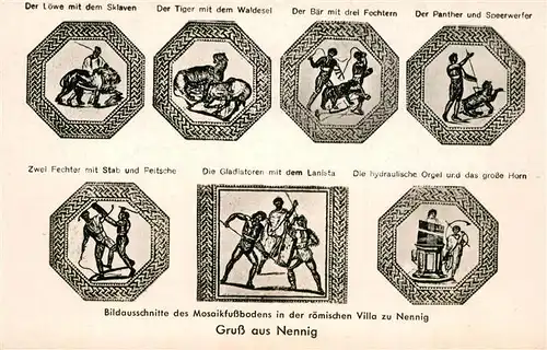 AK / Ansichtskarte Nennig Bildausschnitte Mosaikfussbodem roemische Villa Nennig