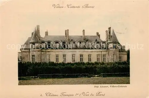 AK / Ansichtskarte Villers Cotterets Chateau Francois Ier vue du parc Schloss Villers Cotterets