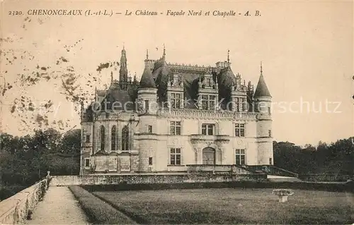 AK / Ansichtskarte Chenonceaux_Indre_et_Loire Chateau facade nord et la chapelle Schloss Kapelle Chenonceaux_Indre