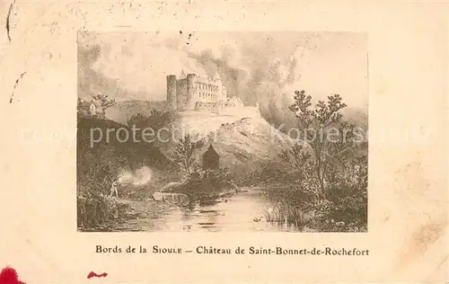 AK / Ansichtskarte Saint Bonnet de Rochefort Chateau Bords de la Sioule Schloss Kuenstlerkarte Saint Bonnet de Rochefort