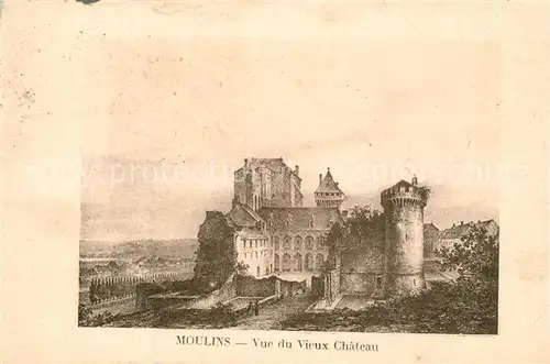 AK / Ansichtskarte Moulins_Allier Vue du vieux Chateau Schloss Kuenstlerkarte Moulins Allier